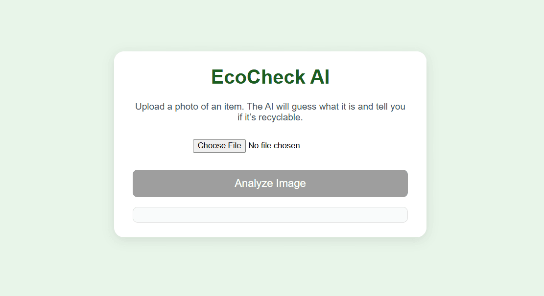 EcoCheck — AI Recycling Scanner Workshop screenshot 1