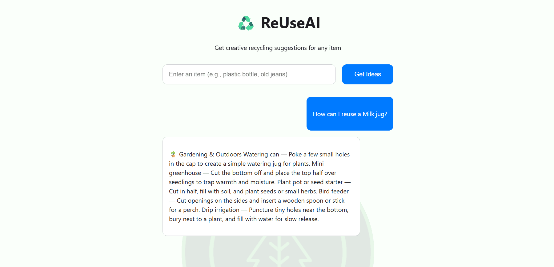 ReUseAI — AI-Powered Sustainability Assistant screenshot 1