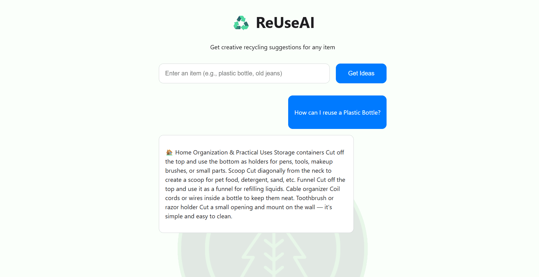 ReUseAI — AI-Powered Sustainability Assistant screenshot 2